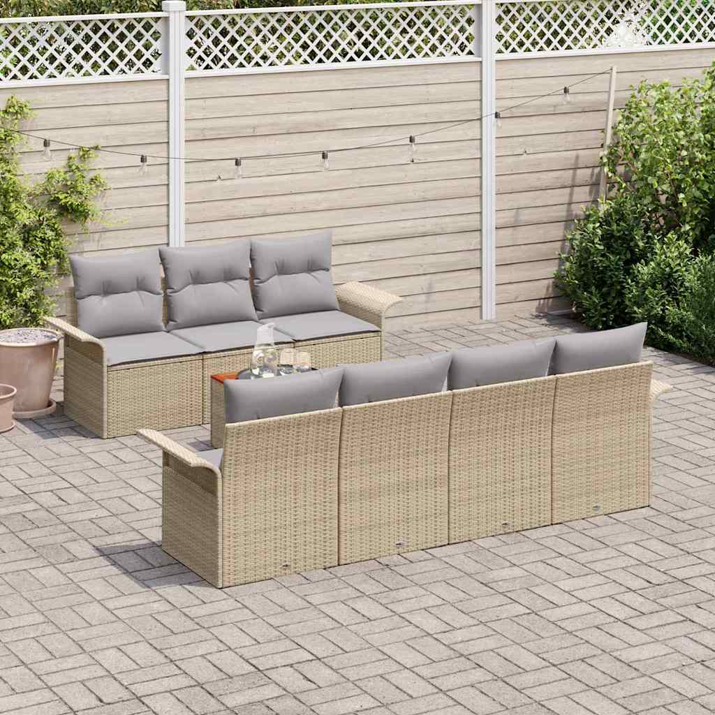 Garten-Sofa-Set 8 pcs Beige und Hellgrau 55 x 55 x 37 cm